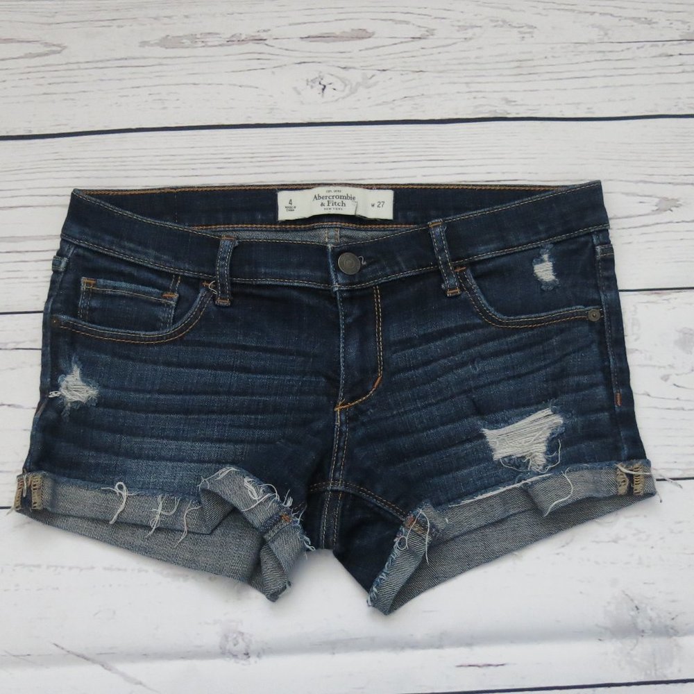 Abercrombie & Fitch Cotton Blend Distressed Cuffed Denim Jean Shorts - Size 27